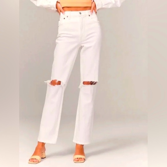 Abercrombie & Fitch Denim - Abercrombie&Fitch CURVE LOVE The Ankle Straight Ultra High Rise Jean Sz 32 NEW